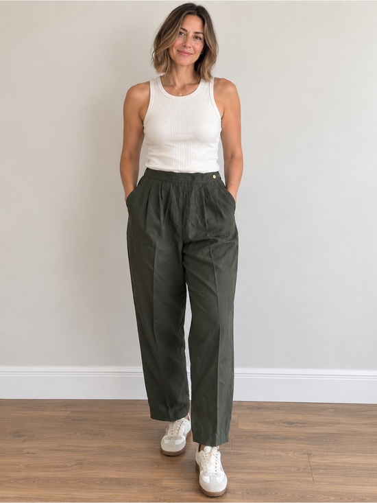 Banana Republic Pants - Vintage 80s Banana Republic Silk Trousers Pleated Safari Khaki Olive Pants